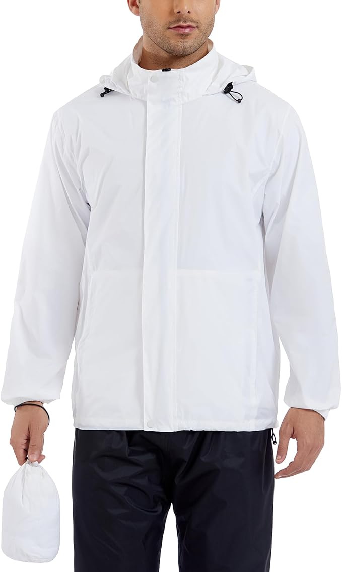 GIISAM Men’s Rain Jacket with Hood Lightweight Rain Coats Waterproof Raincoat Packable Windbreaker for Hiking Cycling