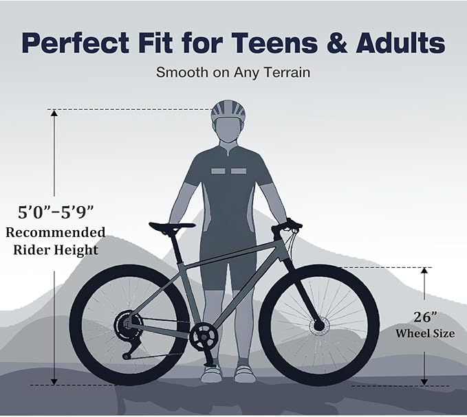 Convend 24/26/27.5" Mountain Bike for Adults, 21-Speed Twist Shifters, Lockout Suspension Fork, Dual Disc Brakes, High-Carbon Steel Frame, All-Terrain Tires, 85% Pre-Assembled