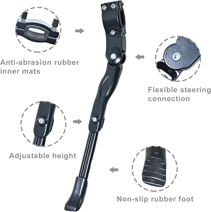 Rokia R Adjustable Bike Kickstand - Universal for 24" - 27.5" Mountain Bikes and Road Bikes