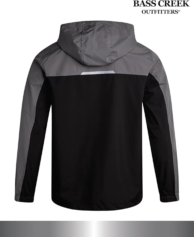 Bass Creek Outfitters Mens Windbreaker - Lightweight Mens Rain Jacket for Running Cycling Hiking with Hood