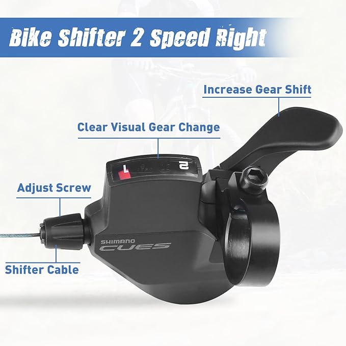 ZUKKA Bike Shifter Left SL-U4000-2R 2 Speed Thumb Gear Shifter Mountain Bicycle Folding Bike Commuter Bike