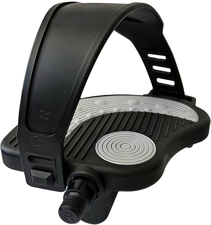 YBEKI Pro-Grade Exercise Bike Pedals with Adjustable Straps - 9/16" & 1/2" Spindle for Indoor Peloton/Schwinn/Spin Bikes | Heavy-Duty PP Plastic & PVC Straps + 500lb Capacity