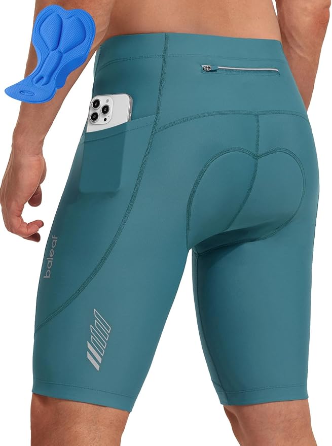 baleaf Men's 4D Padded Bike Shorts Cycling Zipper Pockets Biking Bicycle Mountain Riding Biker Cycle UPF 50+