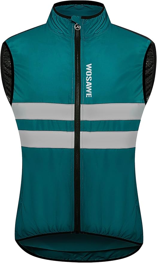 WOSAWE Men's High Visibility Cycling Wind Jacket Water Resistance Reflective Windbreaker