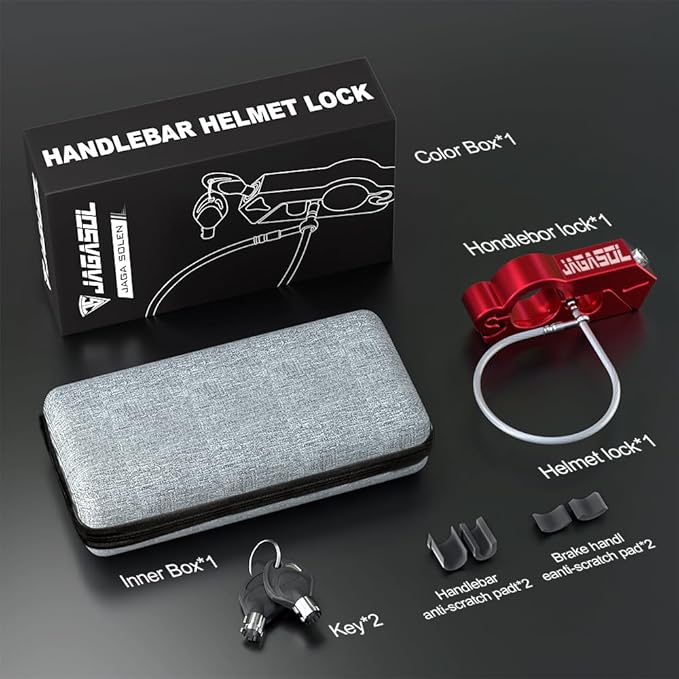 Motorcycle Lock Combo: Helmet & Brake Anti-Theft Handlebar Lock for Moped, Motorbike, Scooters, ATV, Dirt Bike, Street Bike