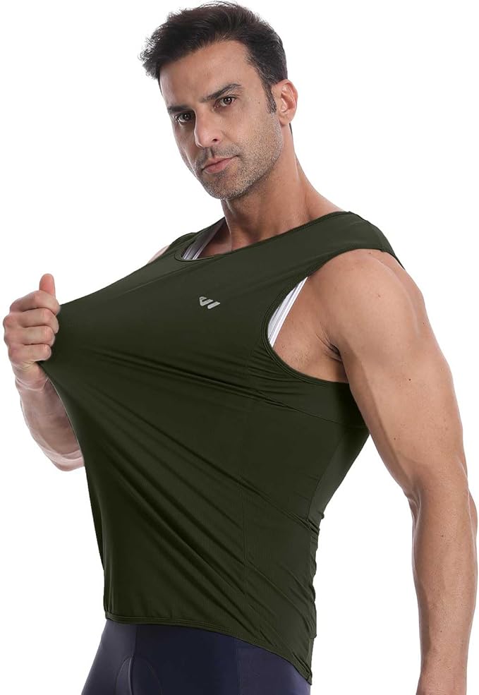 Lo.gas Sleeveless Cycling Jersey Men, Biking Base Layer Breathable and Lightweight with Back Pocket Sports Vest