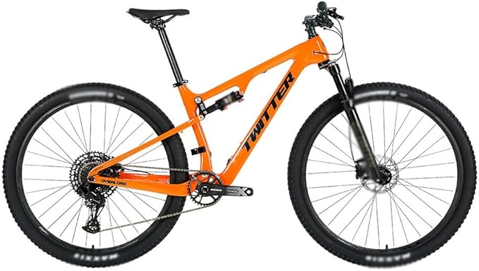 Carbon Fiber Bike Frame 27.5/29er Trail Mountain Bike Frame 15''/17''/19''/21'' Travel 120mm Suspension Frame XC/AM/DH Boost Thru Axle 12x148mm Disc Brake(Orange,27.5 * 15'')