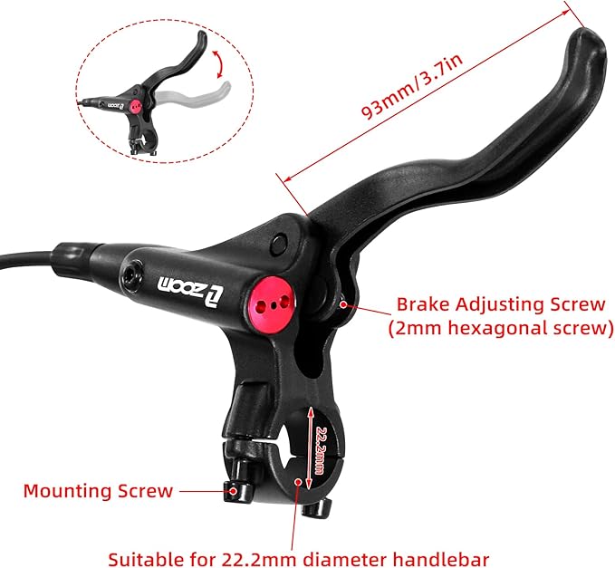 Z00M MTB Hydraulic Disc Brakes Set Mountain Bike Left Front 800mm Right Rear 1450mm Hydraulic Brake Aluminum Alloy Bicycle Disc Brake for E-Bike Fat Bike Road Bike 2 Piston