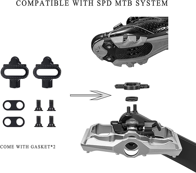 Mountain Bike Pedals- Dual Function Bicycle Flat Pedals and Clipless Pedals- 9/16" Platform Pedals Compatible with SPD for Road Mountain BMX Bike