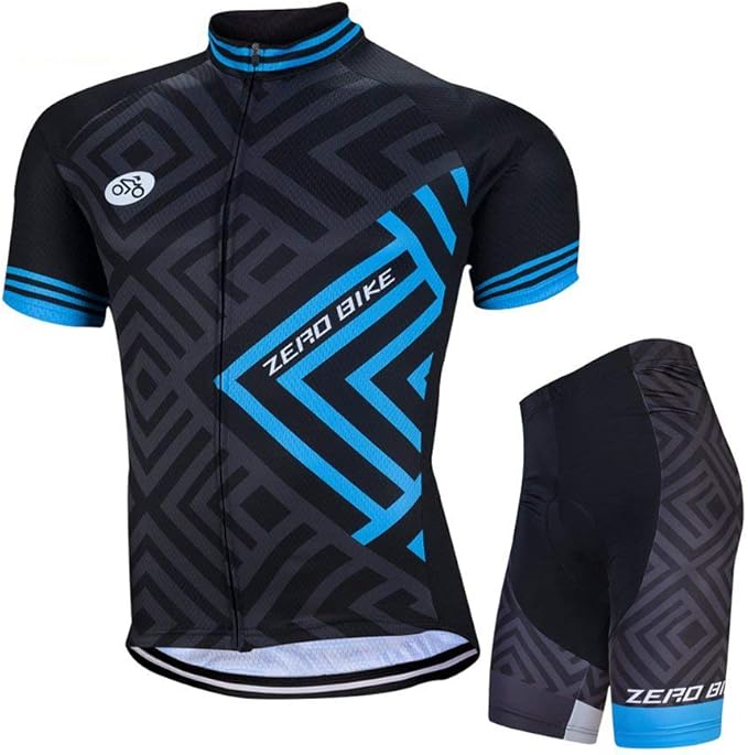 Men's Short Sleeve Breathable Cycling Jersey Set 3D Padded Bicycle Shorts Sportswear Suit Quick Dry