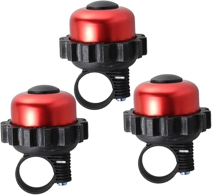 TOYANDONA Rotating Bike Bell Horn Loud Vintage Bicycle Bell 3pcs Red Cycling Accessories for Outdoor Riding and Commuting