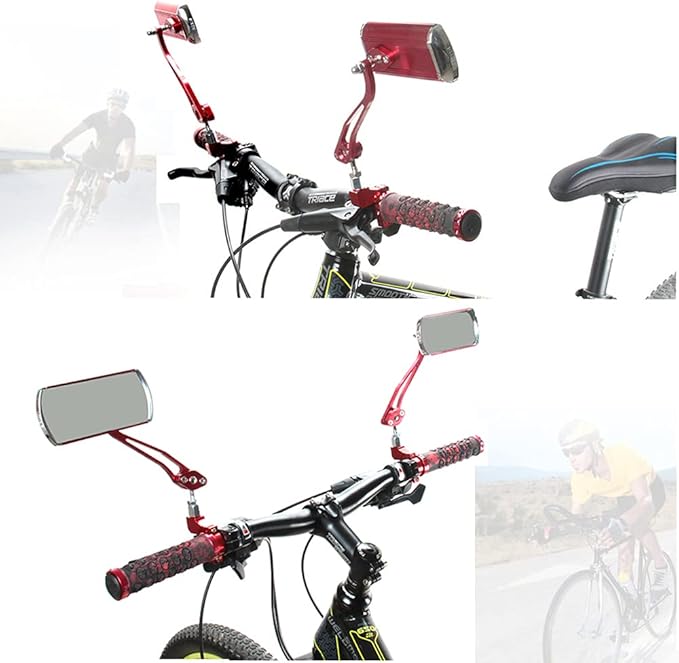 Bike Mirrors Handlebar Rearview Mirror, Bicycle Mirrors for Handlebars 2 pack, Bike Mirrors for Handlebar for Electric Bike, Mountain Bike, and Fixed Gear Bike (Red)