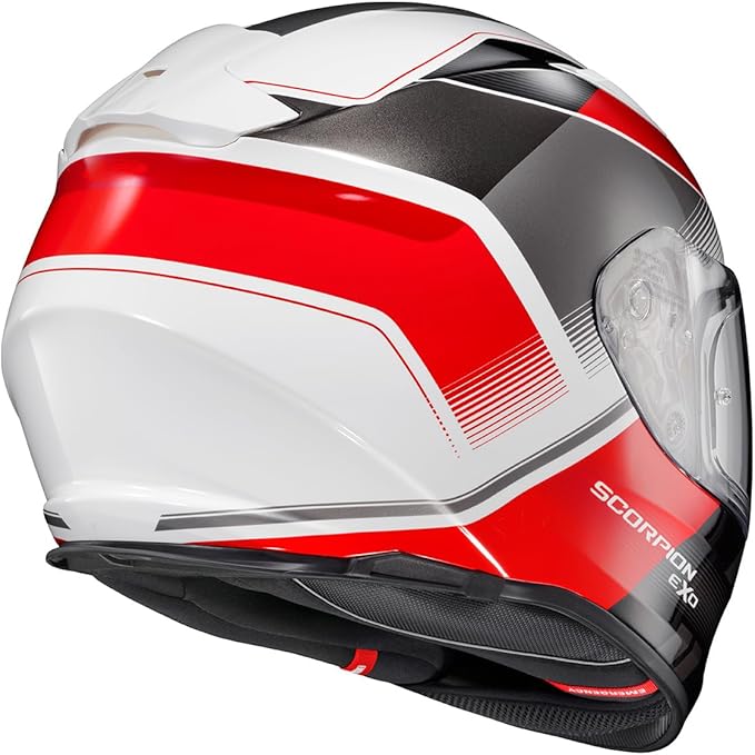 ScorpionEXO Ryzer Full Face Motorcycle Helmet with Pinlock Ready Shield with Integrated Speaker Pockets DOT ECE Approved Edge (Red - Medium)