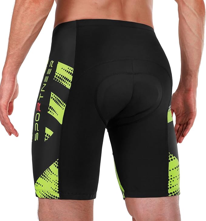 Sportneer Padded Bike Shorts for Men - 4D Padding Mens Bicycle Cycling Biking Clothing Shorts, Breathable and Absorbent