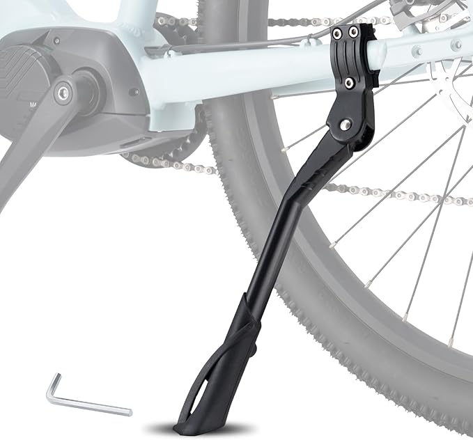 Bike Kickstand Rear Mount – Adjustable Kickstand for Mountain Bike, Road Bike, Ebike – Bicycle Kickstand with Non-Slip Rubber Foot, Fits 26 inch/29 inch Wheels – Kickstand for Adult Bike Supports 35k Alloy Stand