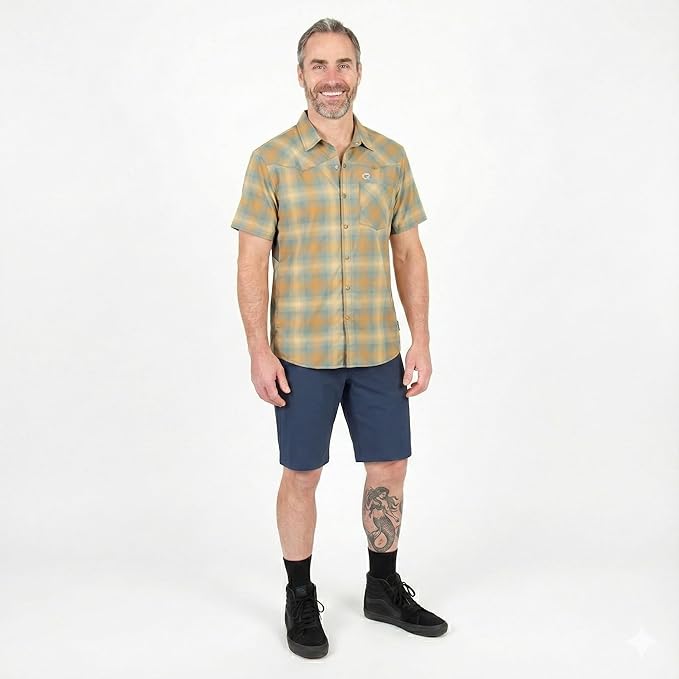 Club Ride Apparel New West Cycling Shirt - Men's Short Sleeve Cycling Jersey - Sport Fit Snap Down Top - 50 UPF Riding Shirt