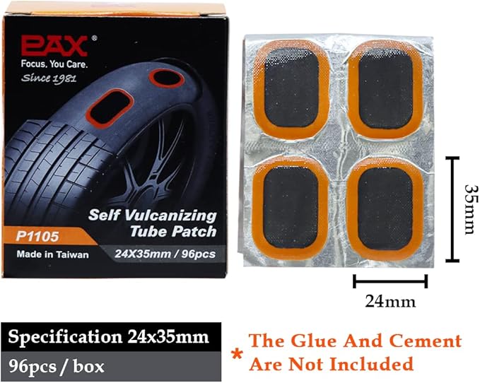PAX 96 Pcs 24x35mm (0.94"x1.38") Oval Inner Tube Patches, Bicycle Tire Puncture Repair Kit for Motorcycle, Dirt Bike, MTB, ATV, Wheelbarrow & Mower - Works with Rubber Cement