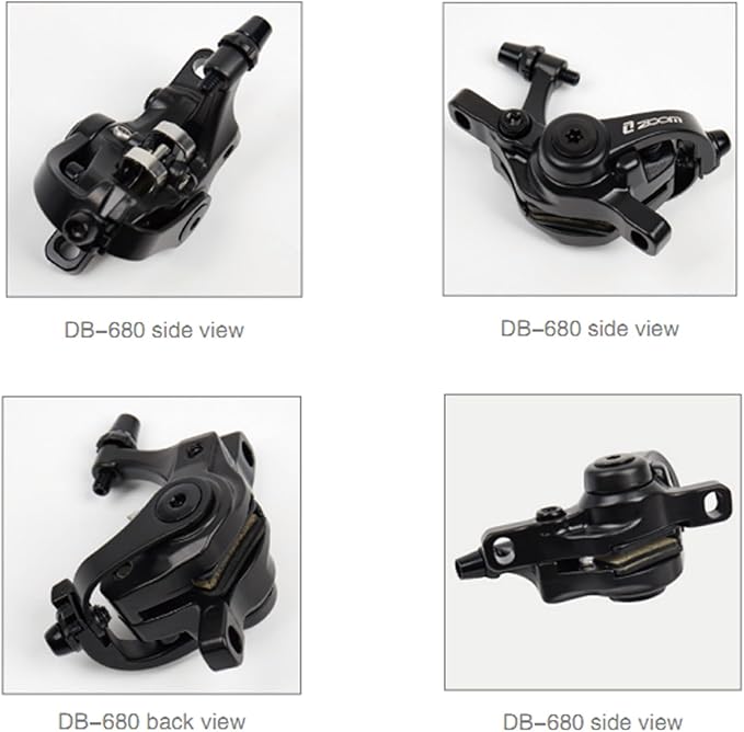 Zoom DB-680 Bilateral Caliper Disc Brake Dual Piston, 2PCS Front/Rear Black, Line Pulling Brakes Bicycle Brake Set for MTB, Mountain Bike and Electric Bike