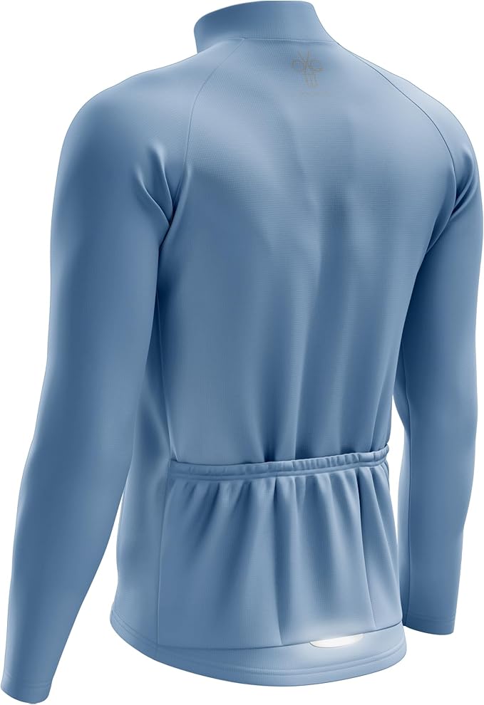 Men's Cycling Jersey Moisture Wicking Long Sleeve Full Zip Bike Road Riding Biking Shirts+ Cycling Glasses