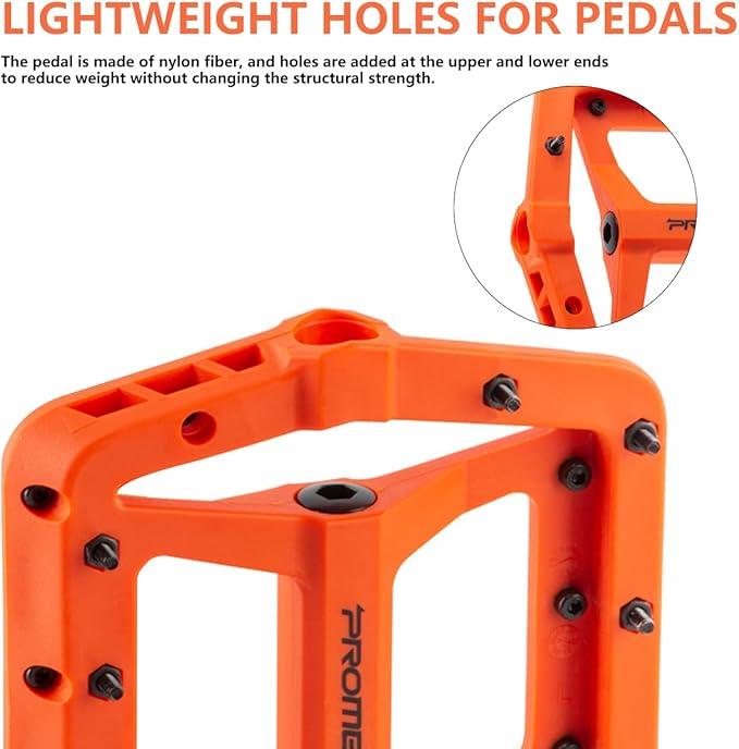 Enlarge Bike Pedals - Nylon Bicycle Pedals, Road Bike Pedals, Mountain Bike Pedal with Removable Anti-Skid Nails - 5.12 * 4.45inch