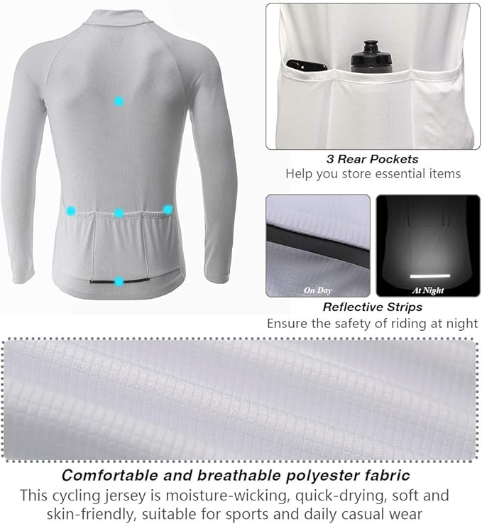 CATENA Men's Cycling Jersey Long Sleeve Shirt Running Top Moisture Wicking Workout Sports T-Shirt