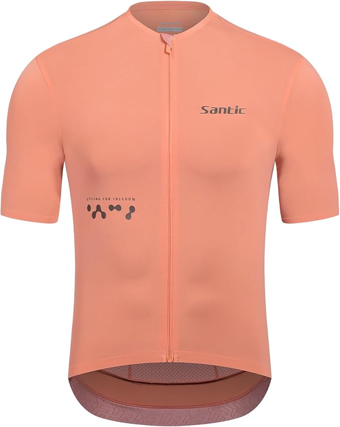 Santic Men's Cycling Jersey Short Sleeve Tops Bicycle Bike Shirt Full Zipper UPF 50+ Bicycle Jersey with Pockets