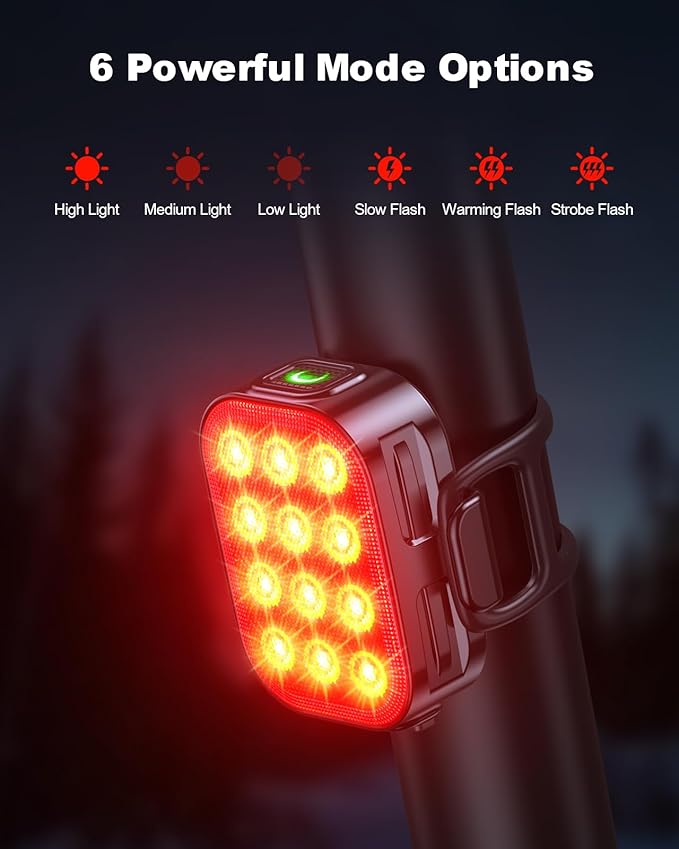 Bike Tail Light [2 Packs], USB Rechargeable Rear Bike Light for Night Riding, 6 Light Modes, IP65 Waterproof & Drop Resistant LED Bicycle Rear Light for Men Women Kids Road Mountain Cycling