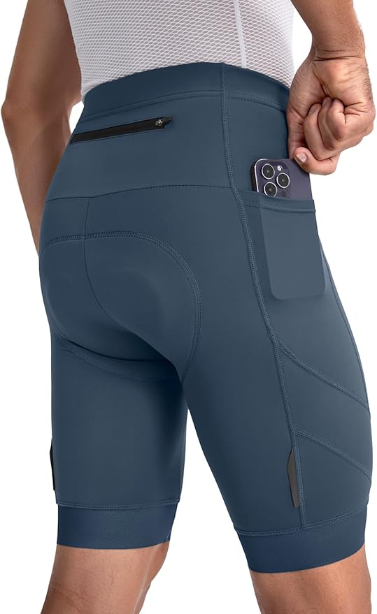 BERGRISAR Men's 4D Padded Bike Shorts Cycling Shorts with Zipper Pocket Biking Bicycle Shorts