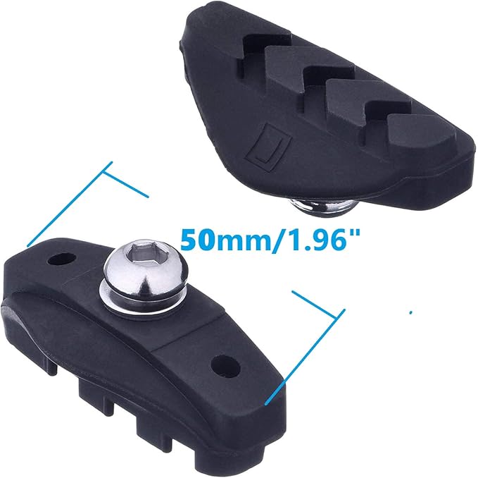 2 Pairs (4 Pieces) Bike Brake Pads, Rubber V-Brake Pads for Mountain & Road Bicycle,Quiet & Non-Skid Cycling Accessories for Enhanced Safety,50mm,Black