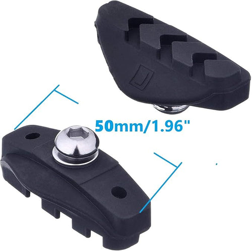 2 Pairs (4 Pieces) Bike Brake Pads, Rubber V-Brake Pads for Mountain & Road Bicycle,Quiet & Non-Skid Cycling Accessories for Enhanced Safety,50mm,Black