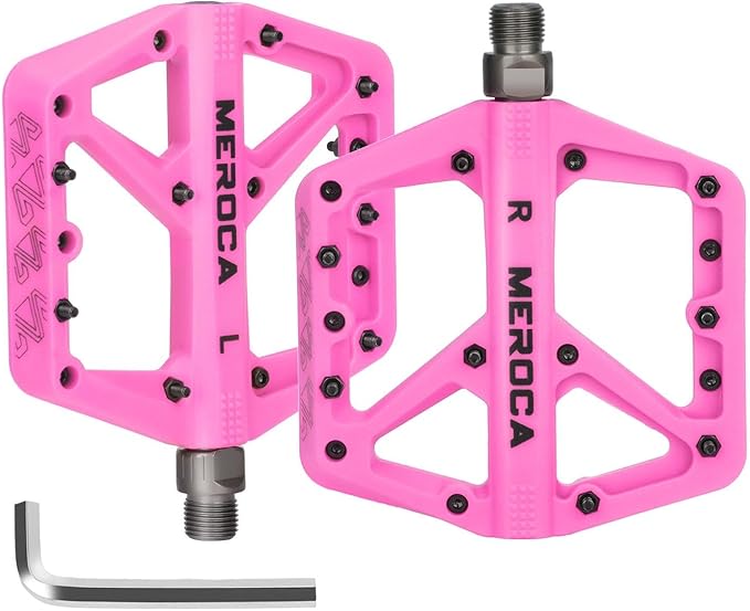 MEROCA Mountain Bike Nylon Pedals, Mountain Bike Pedals, Non-Slip Lightweight Nylon Fiber Bicycle Pedals
