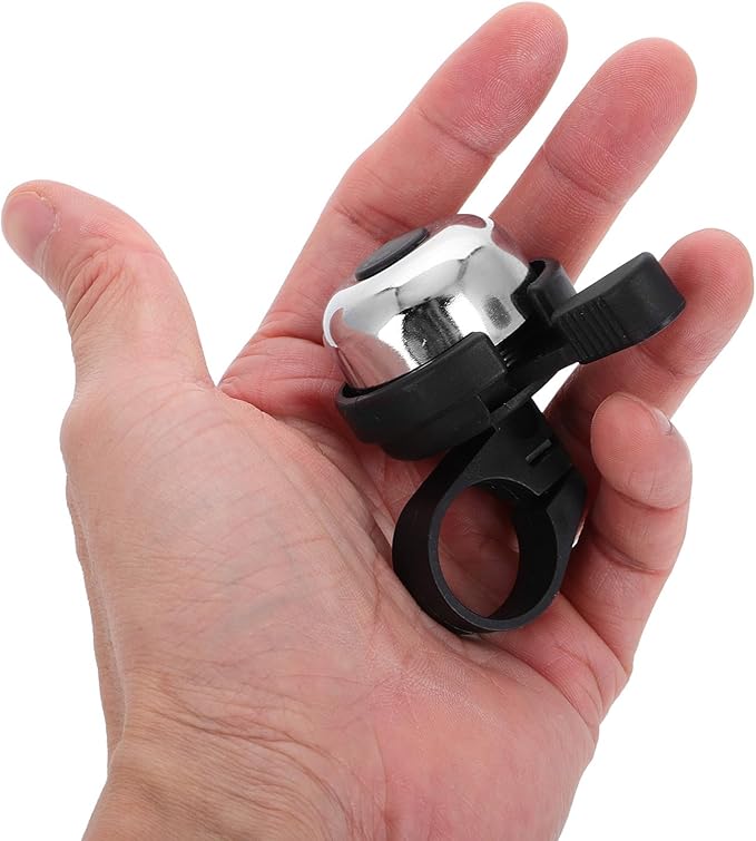 Mini Vintage Bike Bell for Mountain and Road Bikes, Silver Aluminum Alloy Manual Bell with Adjustable Ring, Compact Cycling Accessory for Adult Riders
