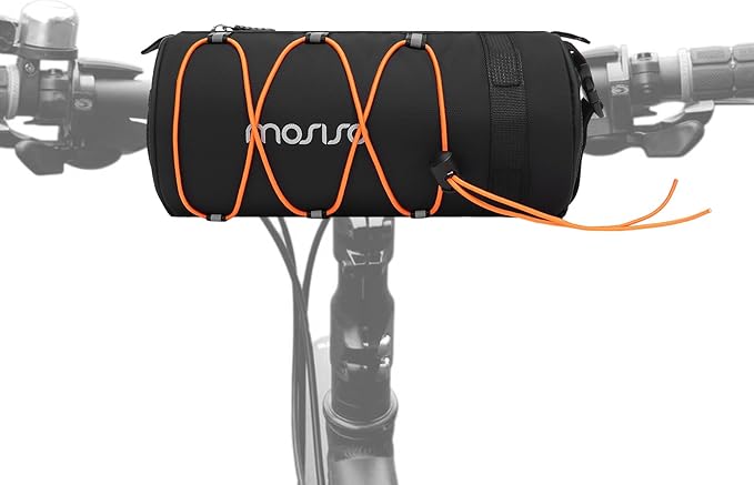 MOSISO Bike Handlebar Bag, Waterproof Bicycle Front Frame Pouch, 2.5L Bike Top Tube Bag Bicycle Roll Storage Pack Cycling Accessories Cylinder Pouch with Shoulder Strap, Black