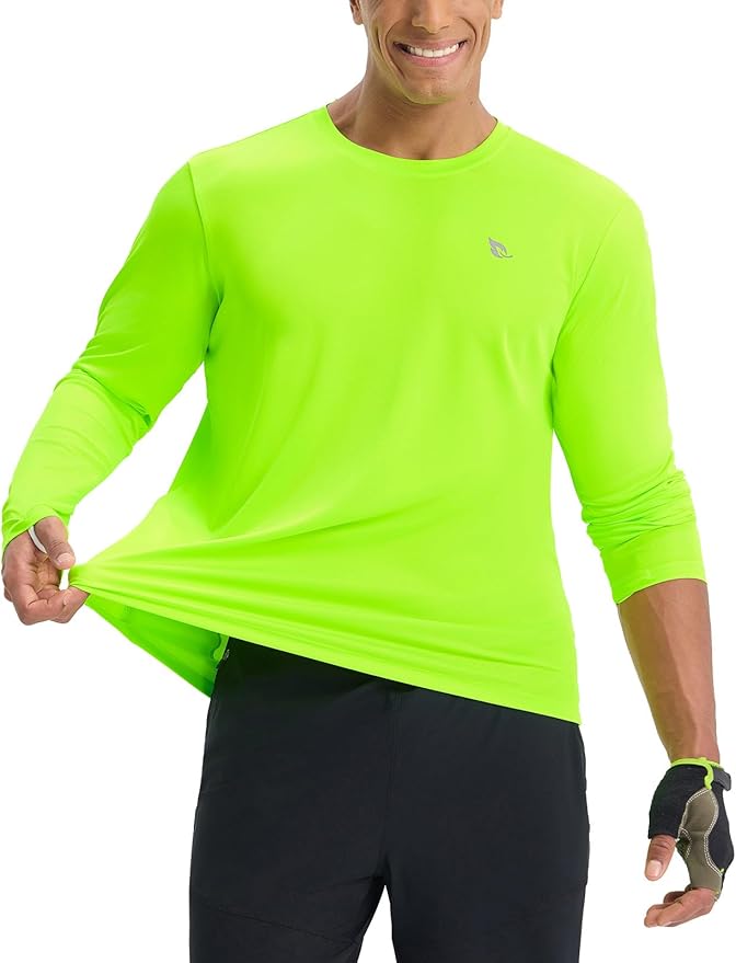 baleaf Men's Mountain Bike Shirts Long Sleeve Loose-fit Cycling Jersey Zipper Pocket UPF 50+ Workout Hiking Athletic Running