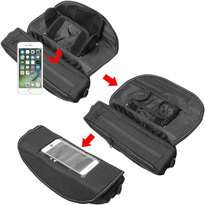 H RUO Waterproof Handlebar Storage Bag Motorcycle Bike Handle Bar Bag with Phone Pouch Compatible with bmw F750GS F850GS R1200GS Triumph Honda Yamaha Suzuki