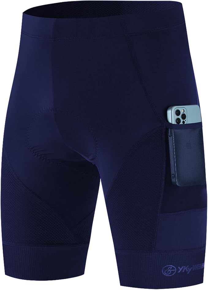 YKYWBIKE Cycling Shorts Men with Pockets,4D Padded Bike Shorts for Men,Biker Short UPF 50+ MTB Bicycle Road Biking Short