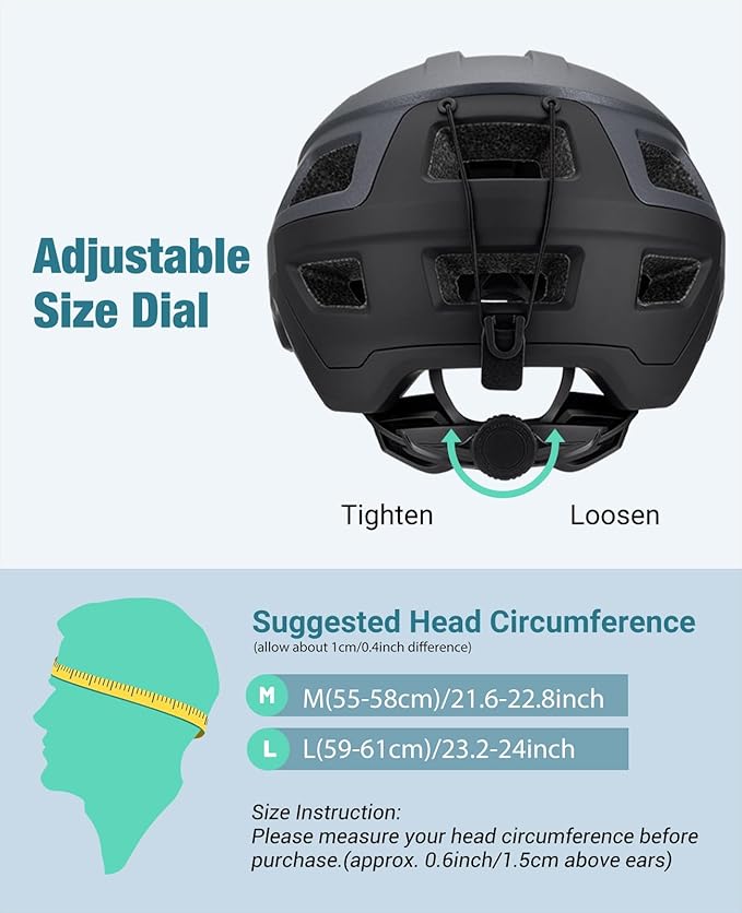 Favoto Adult Mountain Bike Helmet for Men & Women, Magnetic Buckle MTB Helmet with Removable Visor, Lightweight for Commuting & Off-Road Cycling