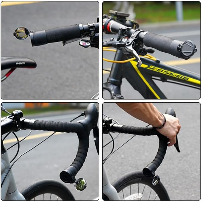 Bicycle Mirror for Handlebars, Mini Foldable Rear View Mirror, Rubber Mounting Sleeve for Handlebars, 360°Rotatable Universal Bicycle Mirror for Mountain Bike