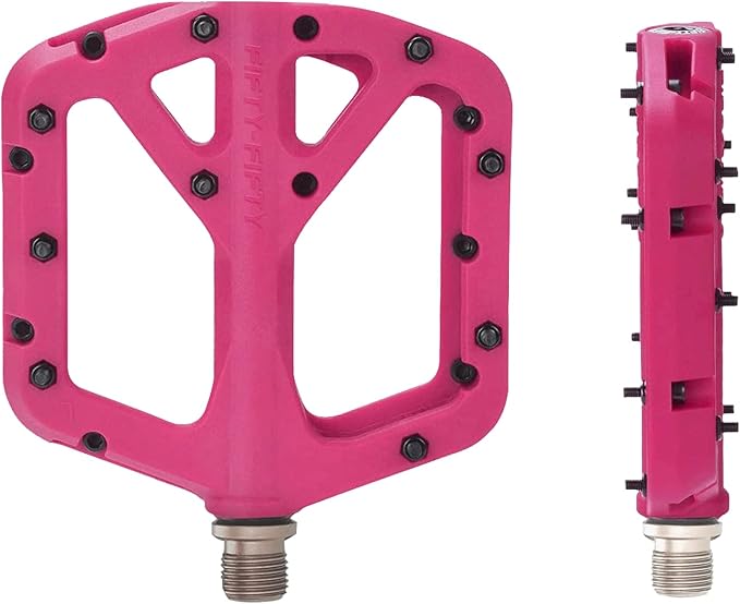 FIFTY-FIFTY Mountain Bike Pedals, Non-Slip MTB Nylon Composite, 9/16" Bicycle Pedals, Lightweight and Wide Flat Platform