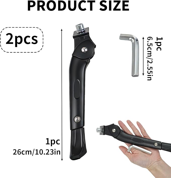 Center Mount Bike Kickstand Adjustable Bicycle Stand for 14 to 26 Inch Wheels, Heavy Duty Aluminum Alloy Kick Stand with Wide Non Slip Foot for Mountain, Road, Hybrid and Electric Bikes