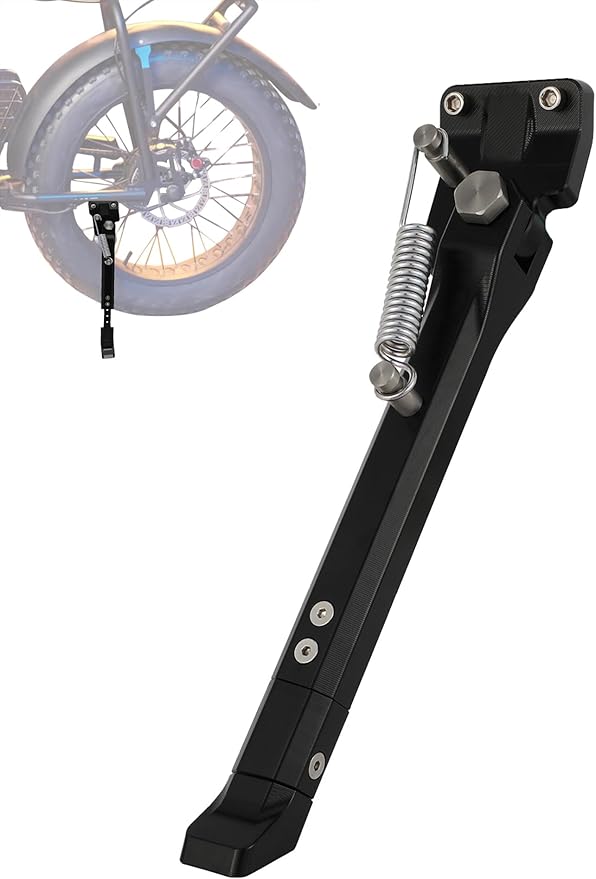 Kickstand for Ebike,CNC Aluminum Adjuster Side Kick Stand for 24-29 Inch Electric Mountain Bike Bicycle with 40mm Mount Hole - Black