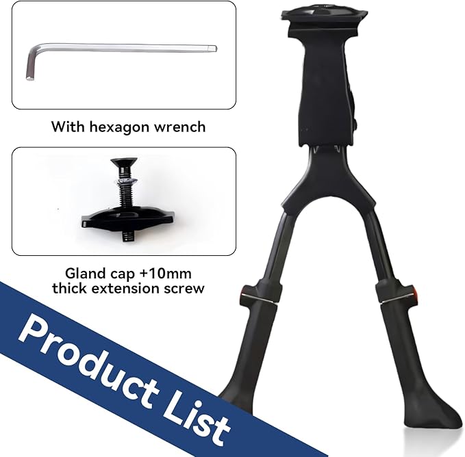 Adjustable Bike Kickstand, Center Mount Bike Double Leg Kickstand Aluminium Alloy Bicycle Kickstand for 24, 26, 27.5, 29 Inch Adult Bikes, Perfect for Cruiser, Road and Hybrid Bike