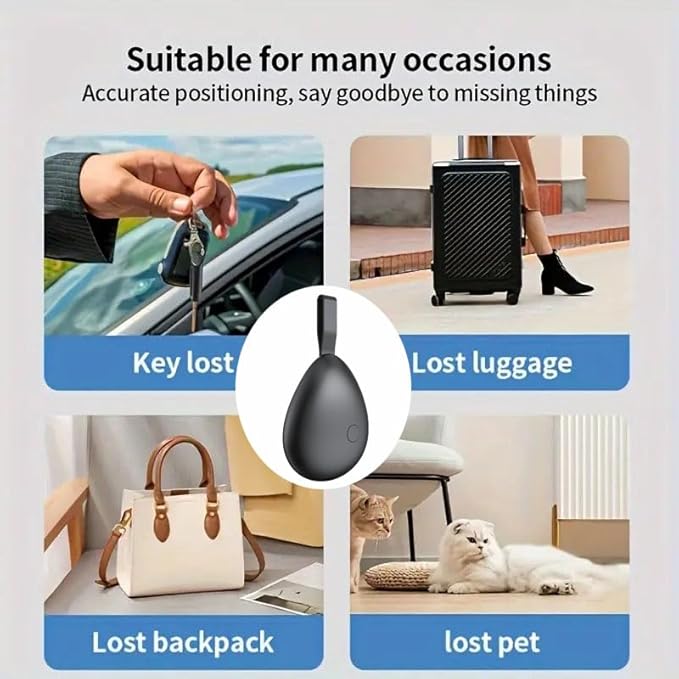 Mini GPS Tracker for Vehicles, Tracking Devices for Cars Hidden, No Subscription Car Tracker Work with Find My (iOS Only), Vehicle Tracker with Audio for Kids, Dogs, Key, Luggage, Bag (Black, 2 Pack)