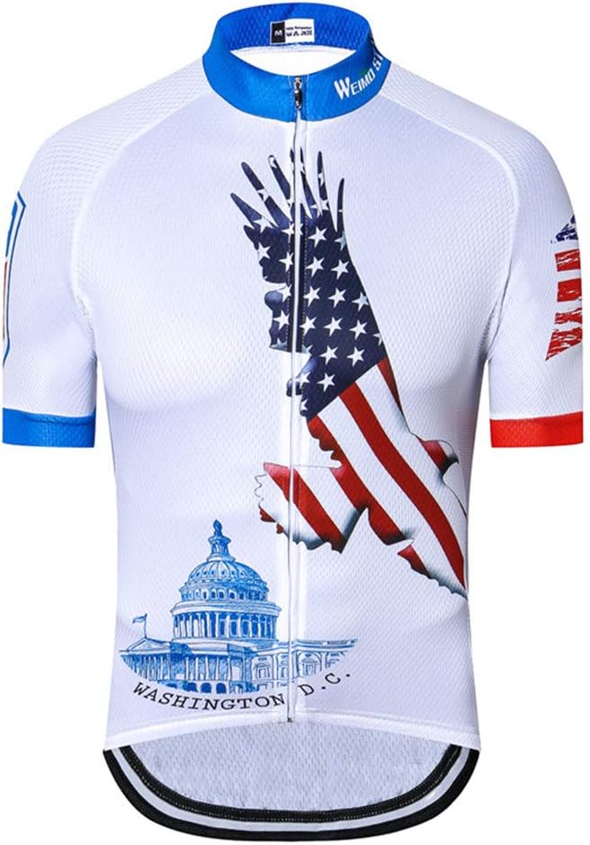 JPOJPO USA Cycling Jersey Men Road Bike Shirt Summer Biking Tops Short Sleeve Bicycle Clothes Cycle Wear Breathable