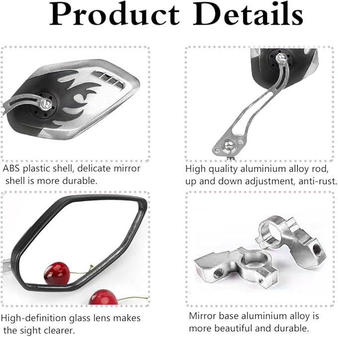 Bicycle Mirrors for Handlebars 2 Pack - Essential Rearview Mirror Set for Electric Bikes, Mirrycle Bike Mirror(Silvery)
