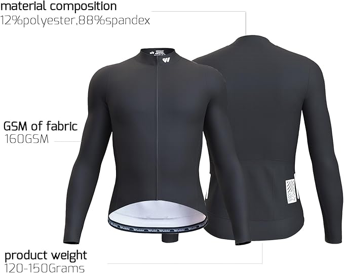 Men's Cycling Jerseys Long Sleeve Bike Biking Shirts Full Zip with Pockets Road Bicycle Clothing