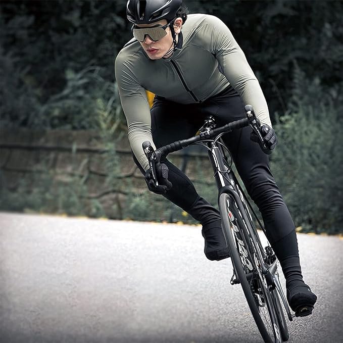 Men's Cycling Jerseys Long Sleeve Bike Biking Shirts Full Zip with Pockets Road Bicycle Clothing