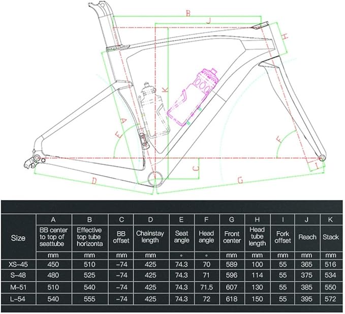 700c Carbon Road Bike Frameset Disc Brake Gravel Bike Frame 45/48/51/54cm Lightweight Internal Routing Frame Thru Axle F12x100mm/R12x142mm(51CM)