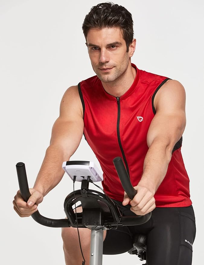 baleaf Men's Sleeveless Cycling Jersey Road Bike Shirt Bicycle Biking Tank Tops Full Zip Pockets SPF UPF50+