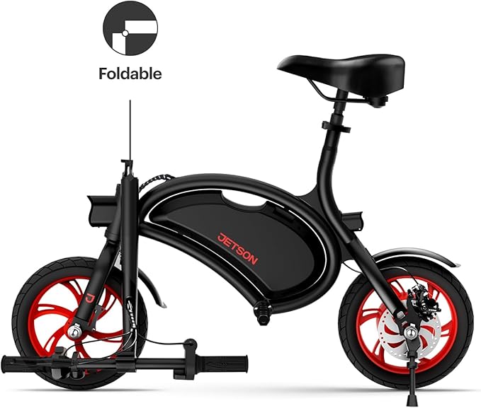 Jetson Bolt Electric Bike, Foot Pegs, Easy-Folding, Built-in Carrying Handle, Twist Throttle, Cruise Control, Up to 15.5 MPH, Range Up to 15 Miles, Ages 13+